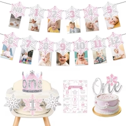 Winter Onederland 1st Birthday Pink Decorating Kit
