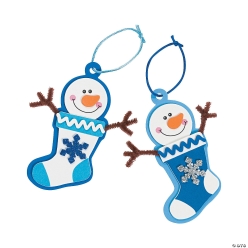 Winter Snowman Stocking Christmas Ornament Craft Kit - 12 Pack