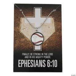 Religious Baseball Necklaces with Bible Verse Card-12Pk