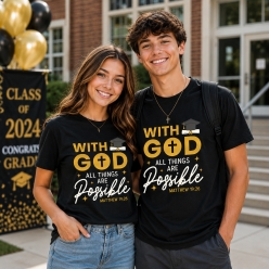 Religious Grad With God All Things Are Possible Black Shirt