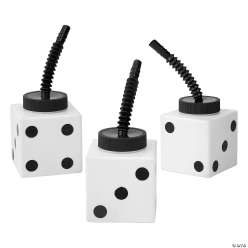 Six Sided Dice Cups with Lids & Straws-12Pk