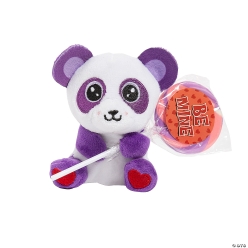 Valentine Plush Panda Bears with Lollipops-12PK