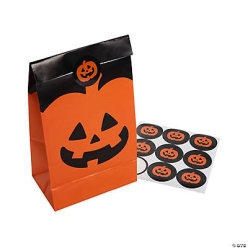 40% OFF:Jack-O'-Lantern Treat Bags with Stickers - 48Pk