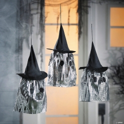 Halloween Shimmering Ghosts with Witch's Hat-3Pk