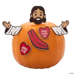 Religious Jesus Pumpkin Decorating Wood Craft Kit-6Pk