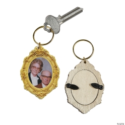 Antique Picture Frame Photo Wood Keychains - 24Pk