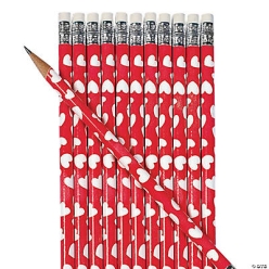 Valentine Wood Heart Pencils - 24 Pk