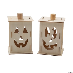 Halloween DIY Jack-O'Lantern Wooden Lanterns-12Pk