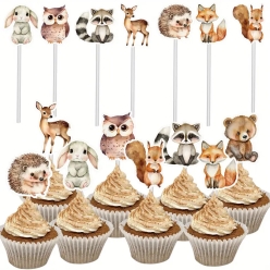 Woodland Animals Cupcake Picks 32pcs