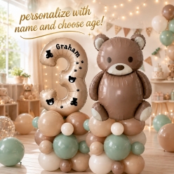*Woodland Bear 6 FT Airfill Personalized Balloon Column Kit