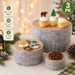 Woodland Party Tree Stump Treat Stands-3 Pieces