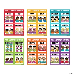American Sign Language Sight Words Posters-6Pk