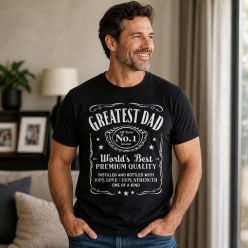 Greatest Dad Whiskey Label Father's Day Black Shirt
