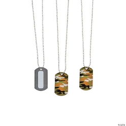 Personalizable Camouflage Dog Tag Necklaces - 12pk