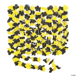 Yellow & Black Flower Leis - 12 Pack
