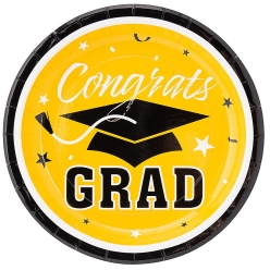 Congrats Grad Yellow Dessert Plate - 25Pk