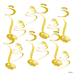 Yellow Hanging Swirl Decorations - 12Pk