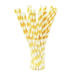 60% OFF: Yellow Striped Straws - 10 PK