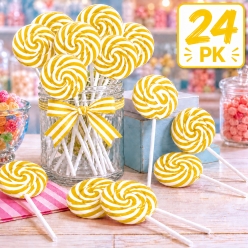Yellow Lemon Flavoured Swirl Pops - 24 Pk