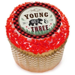 Young Wild and Three Cupcake Icing Toppers 12pk