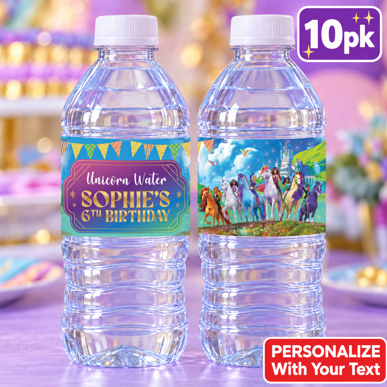 Unicorn Academy PERSONALIZED VINYL Bottle Labels - 10 PK
