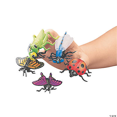 Garden Bugs Insect Vinyl Finger Puppets 12 Pk