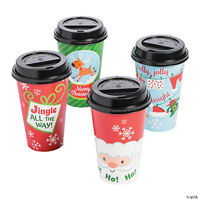 Christmas Insulated Coffee Cups with Lids - 12 Pack