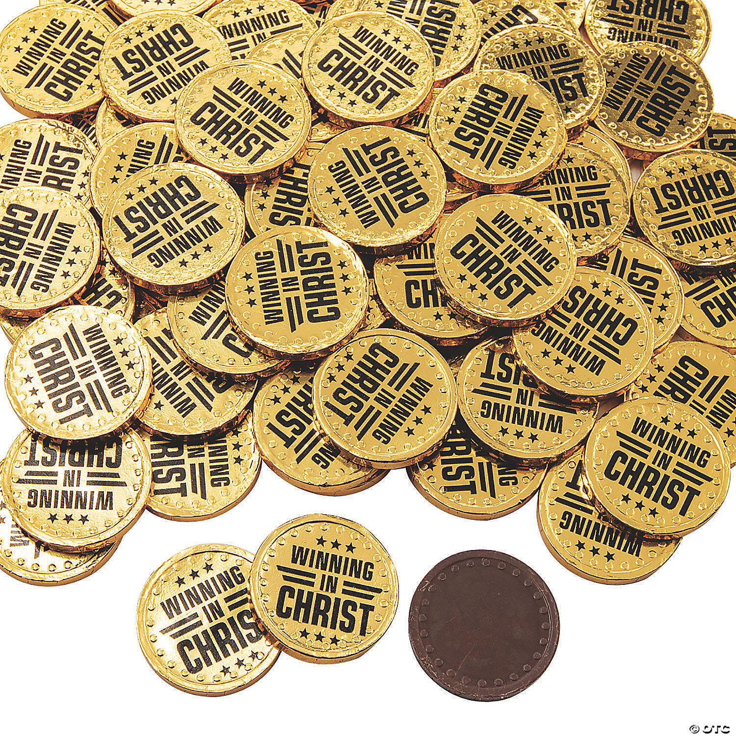 Winning in Christ Gold Chocolate Coins-75Pk