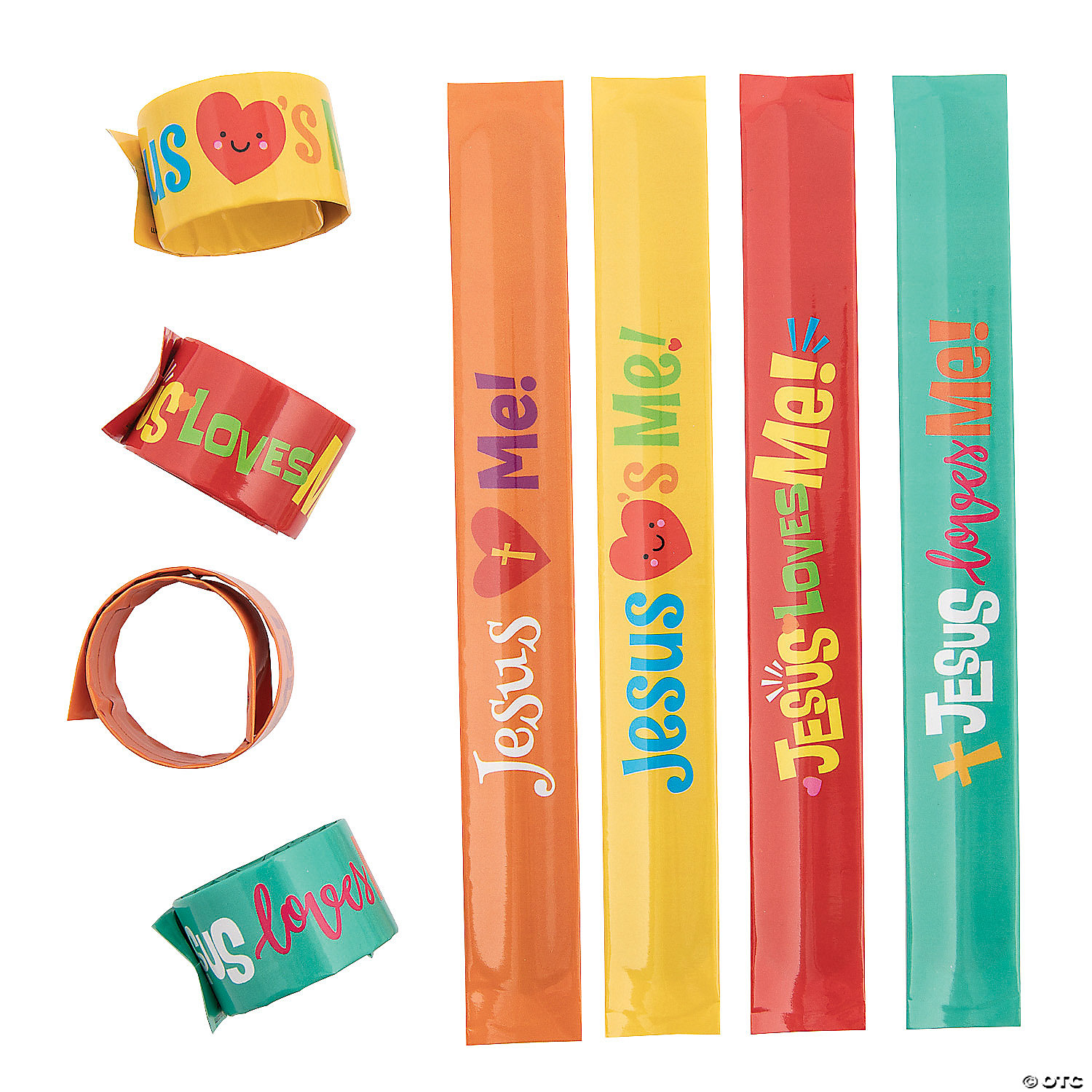 Jesus Loves Me Slap Bracelets with Cards for 24