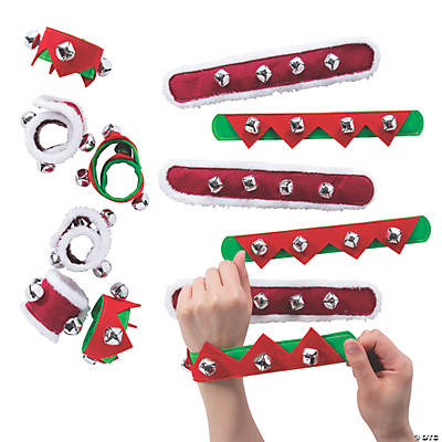Large Christmas Slap Bracelets with Jingle Bells-12Pk