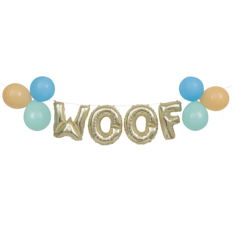 Woof Puppy Dog Airfill Latex & Foil Balloon Banner Kit
