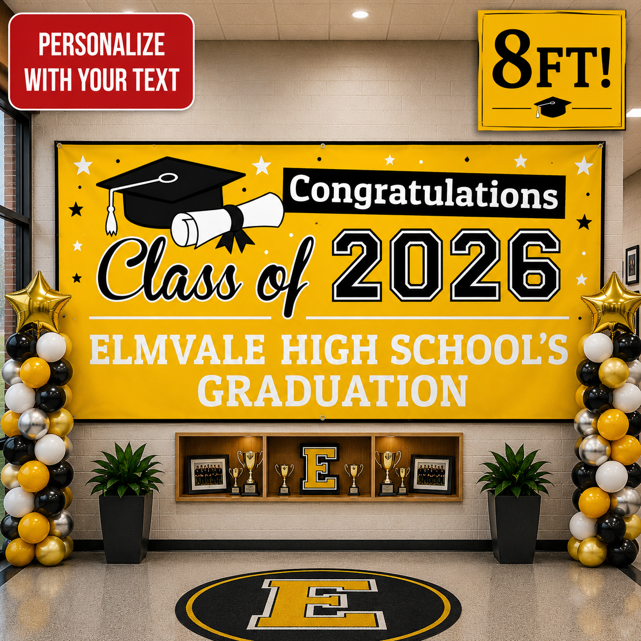 Grad Yellow PERSONALIZED Gigantic 8FT Vinyl Keepsake Banner