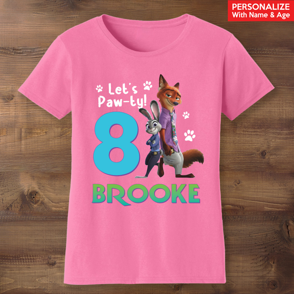 Zootopia 2 PERSONALIZED Name Pink T-shirt